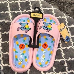 Disney Stitch Slide Sandals - Light Pink and Blue